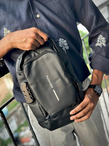 Fashion Anti-Theft Cross-Body Sling Bag for Men | USB Charging & Password Lock | Small Travel Water-Resistant Bag