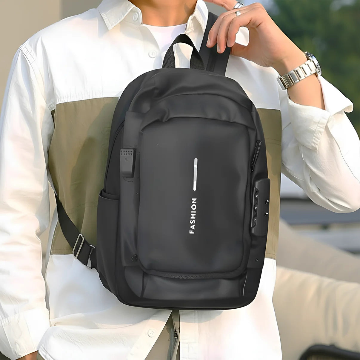 Fashion Anti-Theft Cross-Body Sling Bag for Men | USB Charging & Password Lock | Small Travel Water-Resistant Bag